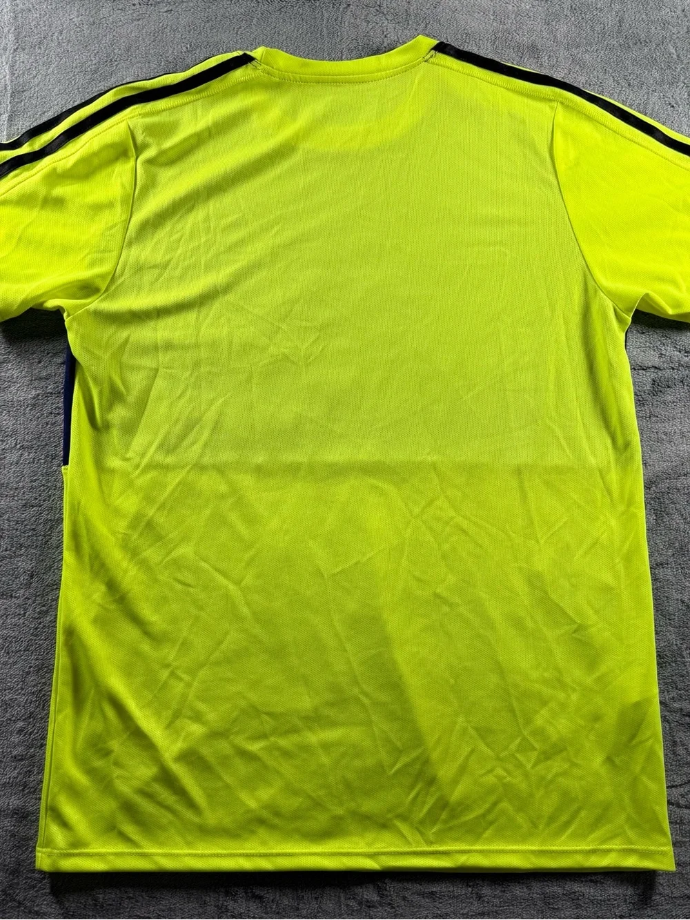 Adidas Climacool Athletic Size M T-Shirt Blue Neon Yellow Graphic Shoe Logo